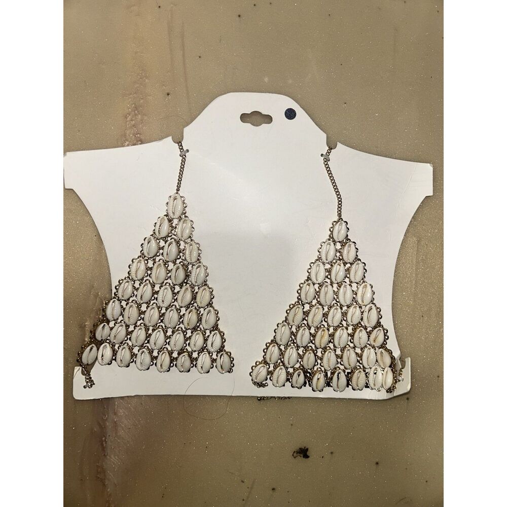 Forever 21 Cowrie Shell Statement bikini top Gold Tone NWT bralette bra